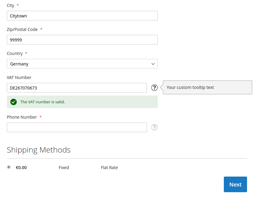 VAT ID validation in the checkout