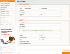 Customer Account Edit Address