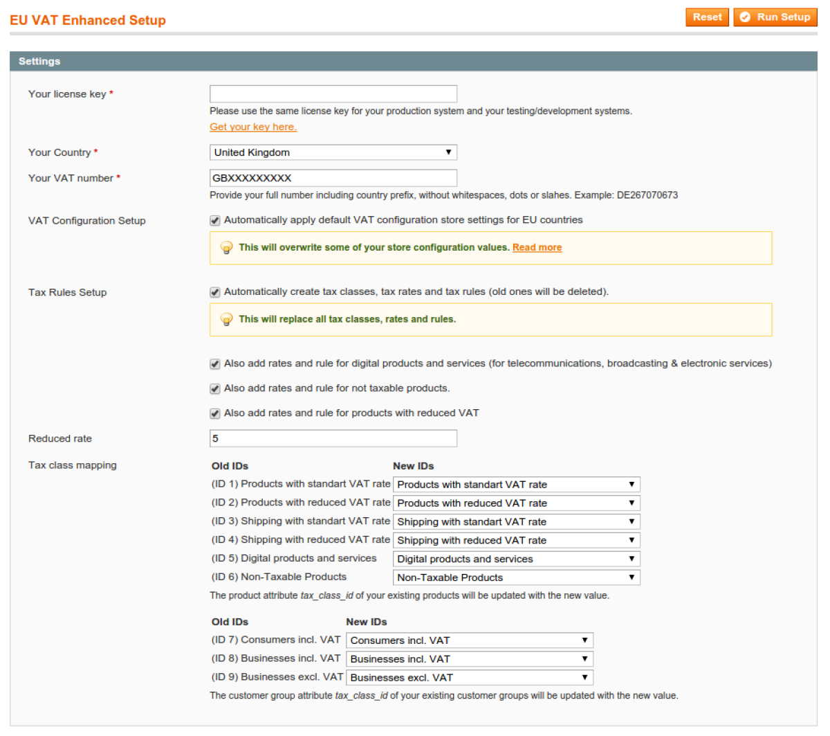 Automated VAT Setup