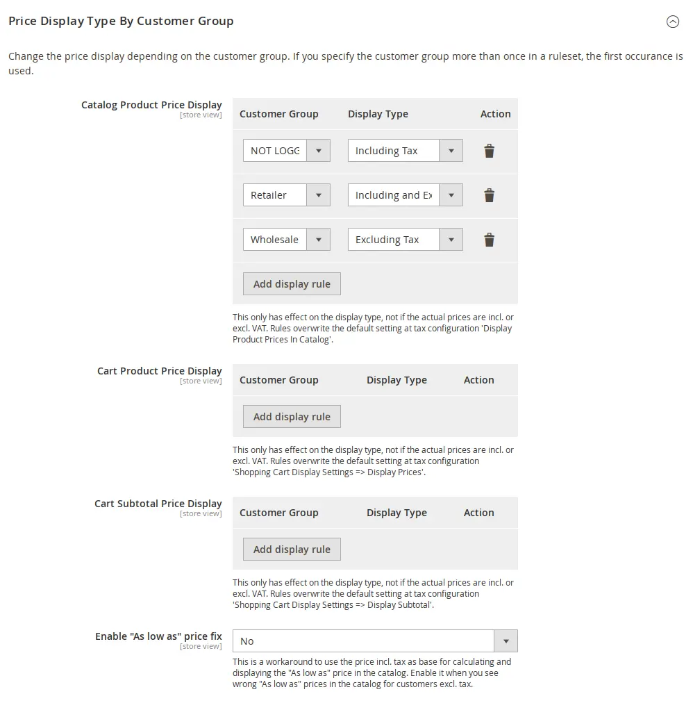 Magento dynamic price display