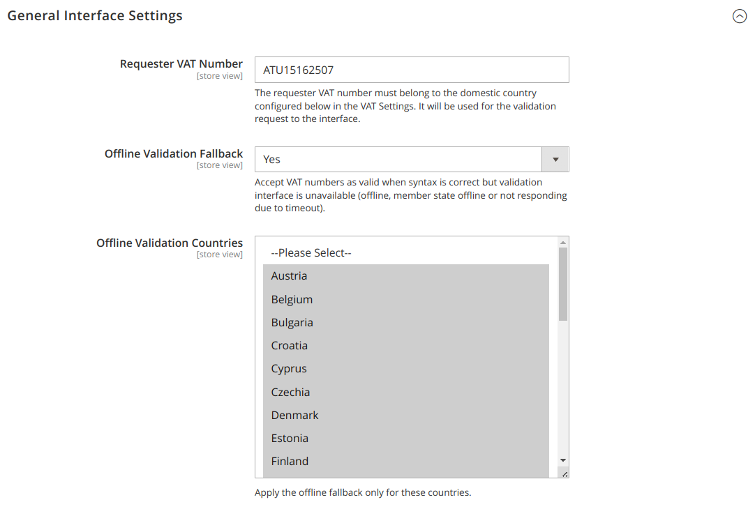 Interface & AJAX settings