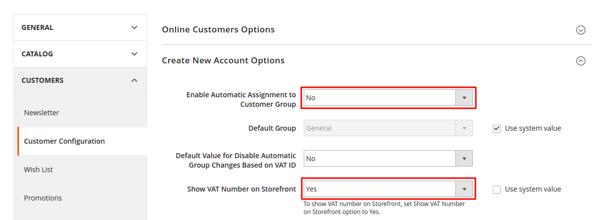 Customer configuration