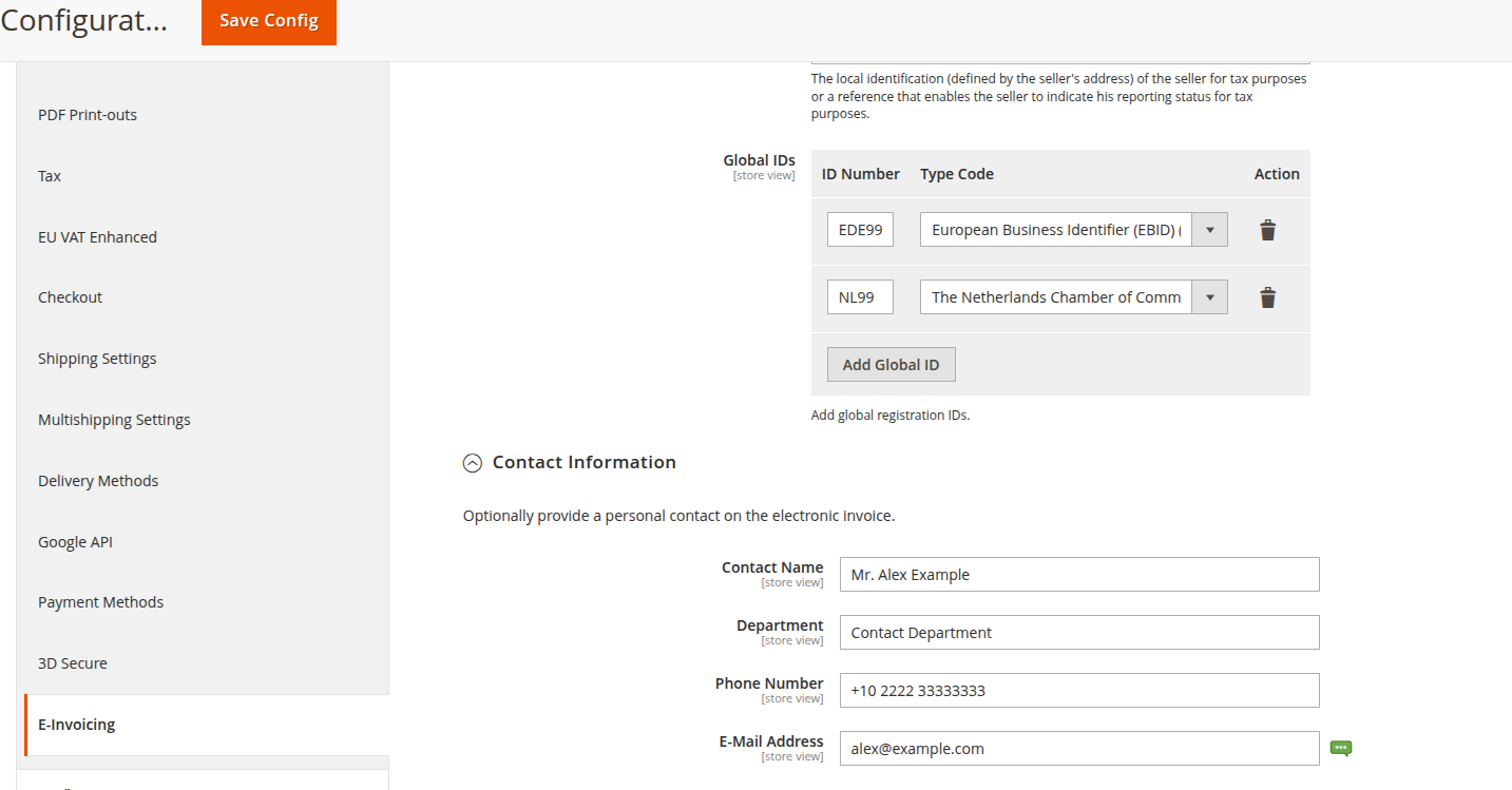 Seller Contact Settings