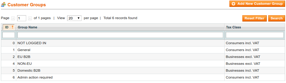 Configuration des groupes de clients