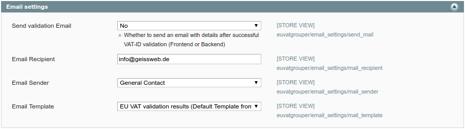 Réglages des e-mails